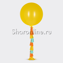 Большой матовый шар с гирляндой тассел Желтый 60 см