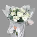 Букет белых диантусов с эвкалиптом - изображение 2