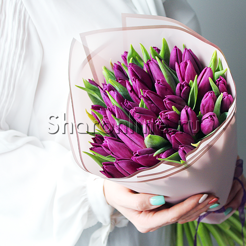 Букет фиолетовых тюльпанов - изображение 2