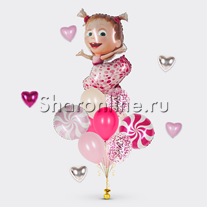 Букет шаров "Маша с хвостиками"
