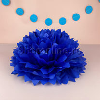 Бумажный Помпон синий 28 см