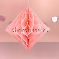 Бумажный Ромб-Сота нежно-розовый 30 см
