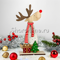 Декоративное украшение "Олень с подарками" дерево 25 см - изображение 1