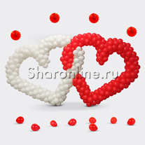 Фигура из шаров "Сердце двойное" бело-красное