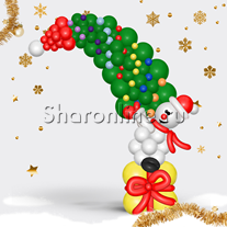 Фигура из шаров "Снеговик с ёлкой"