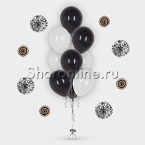 Фонтан из 10 бело-черных шаров