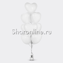 Фонтан из 10 белых сердец 30 см
