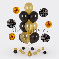 Фонтан из 10 черно-золотых шаров