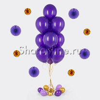 Фонтан из 10 фиолетовых шаров