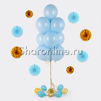 Фонтан из 10 голубых шаров "Макаронс"
