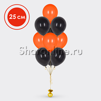 Фонтан из 10 оранжево-черных шаров 25 см