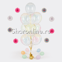 Фонтан из 10 прозрачных шариков "Разноцветное конфетти"