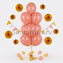 Фонтан из 10 пудрово-розовых шаров