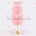 Фонтан из 10 розовых сердец 30 см - изображение 1