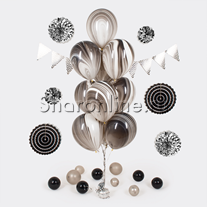 Фонтан из 10 шаров "Мрамор черно-белый"