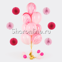 Фонтан из 10 мраморных шаров "Розово-белый"