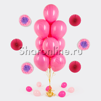 Фонтан из 10 мраморных розово-сиреневых шаров