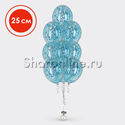 Фонтан из 10 шаров с голубым квадратным конфетти 25 см - изображение 1