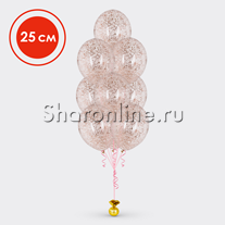Фонтан из 10 шаров с конфетти розовое золото в виде хлопьев 25 см
