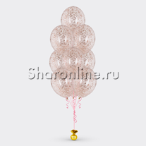 Фонтан из 10 шаров с конфетти розовое золото в виде хлопьев