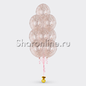 Фонтан из 10 шаров с конфетти розовое золото в виде хлопьев - изображение 1