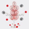 Фонтан из 10 шаров с красным квадратным конфетти - изображение 1