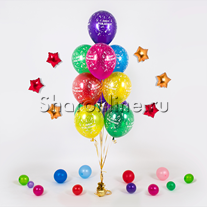 Фонтан из 10 шаров с надписью с Днем Рождения - премиум