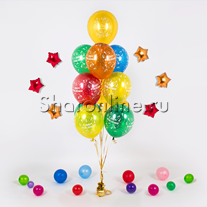 Фонтан из 10 шаров с надписью с Днем Рождения - премиум