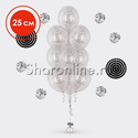 Фонтан из 10 шаров с серебряным конфетти в виде хлопьев 25 см - изображение 1