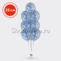 Фонтан из 10 шаров с синим круглым конфетти 25 см - изображение 1