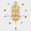Фонтан из 10 шаров с золотым конфетти в виде хлопьев - изображение 1