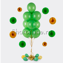 Фонтан из 10 зеленых шаров
