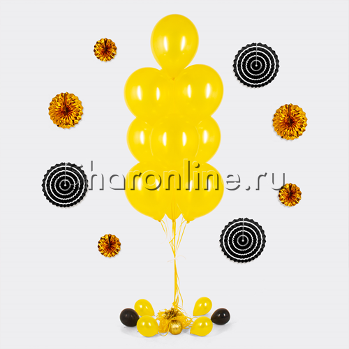 Фонтан из 10 желтых шаров металлик - изображение 1