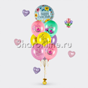 Фонтан из шаров "8 Марта" с цветком - изображение 1