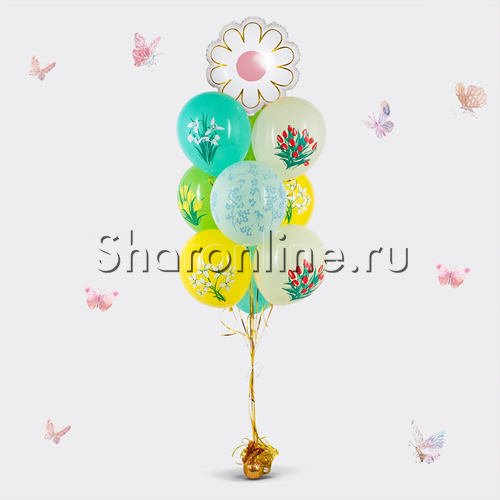 Фонтан из шаров "Цветы" с ромашкой - изображение 1