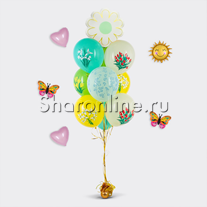 Фонтан из шаров "Цветы" с ромашкой