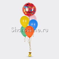 Фонтан из шаров мини "Happy Birthday" ассорти