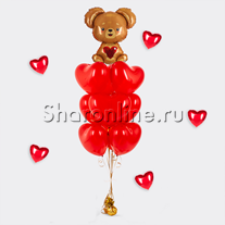 Фонтан из шаров "Мишка I Love You"