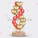 Фонтан из шаров "Спираль с сердцами" хром - изображение 1