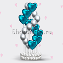 Фонтан из шаров "Спираль с сердцами" хром - изображение 2