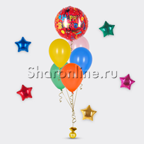 Фонтан-мини из шаров "Happy Birthday" ассорти