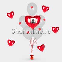 Фонтан-мини из шаров "I Love You" с фотографией