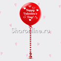 Гигантский шар красный с подвеской "Happy Valentine`s Day !" - изображение 1