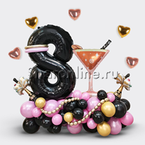 Композиция из шаров "Бокал Мартини" с цифрой