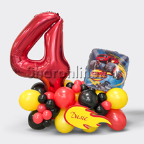 Композиция из шаров Чудо-машинка "Вспыш" с цифрой