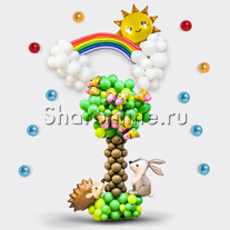 Композиция из шаров "Дерево желаний и радуга"