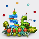 Композиция из шаров "Динозаврик в колпачке" с цифрой - изображение 1