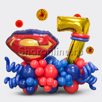 Композиция из шаров "Эмблема Супермена" с цифрой