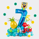 Композиция из шаров "Губка Боб" с цифрой - изображение 1