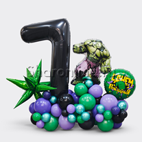 Композиция из шаров "Халк" с цифрой